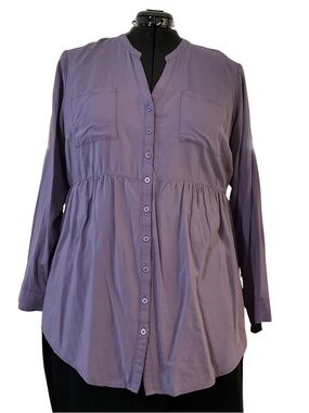 Torrid Lavender Babydoll Button Front Top Size 2 2X Plus NWOT Peplum
